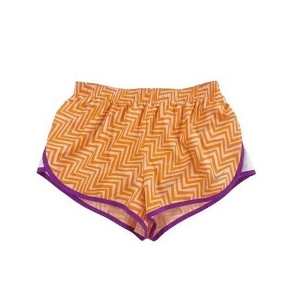 Nike Dri-Fit Orange Chevron Zig Zag Print Running Shorts Size XS